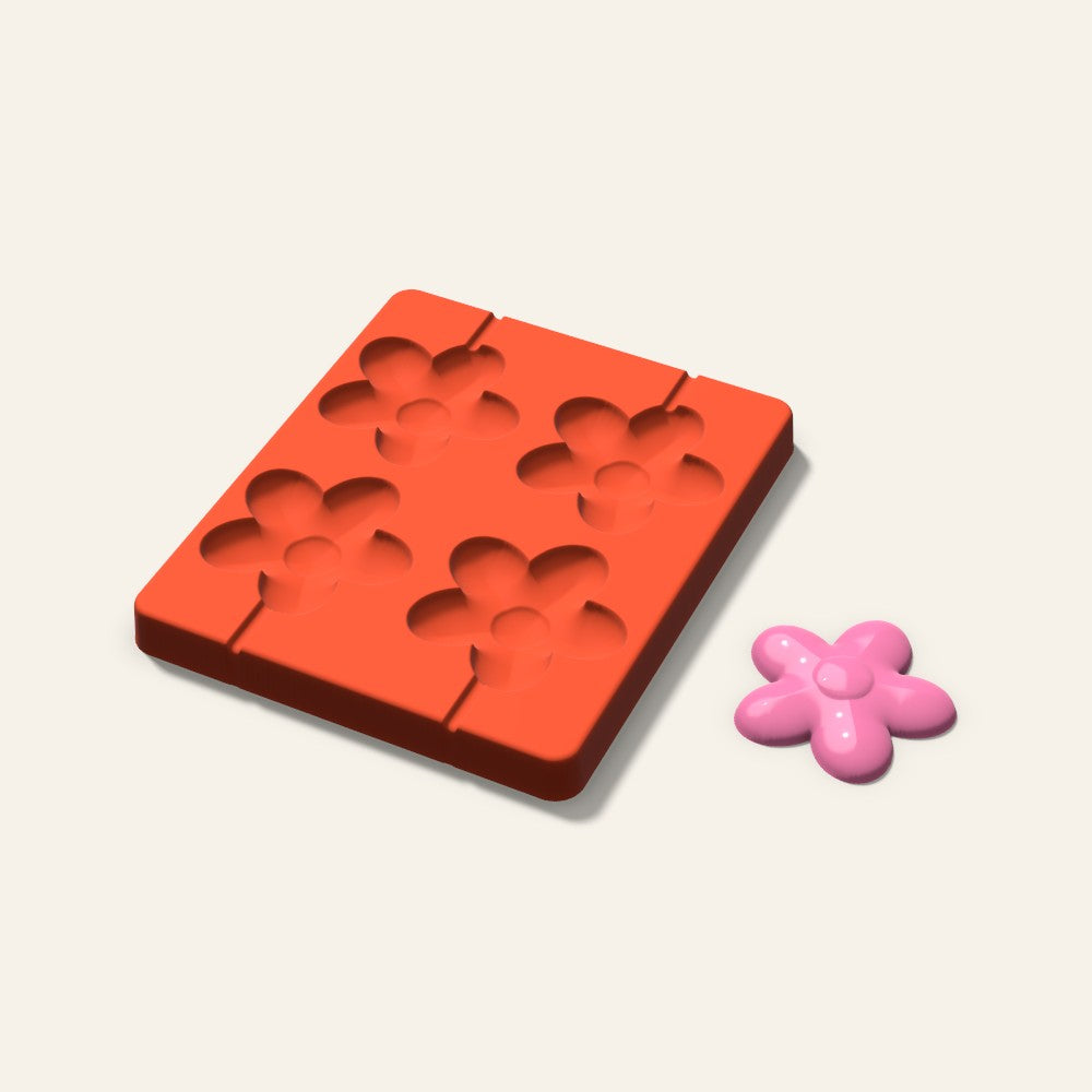 Flower Lollipop Mold, 2.5 Inch, 4 Cavity, 3D render