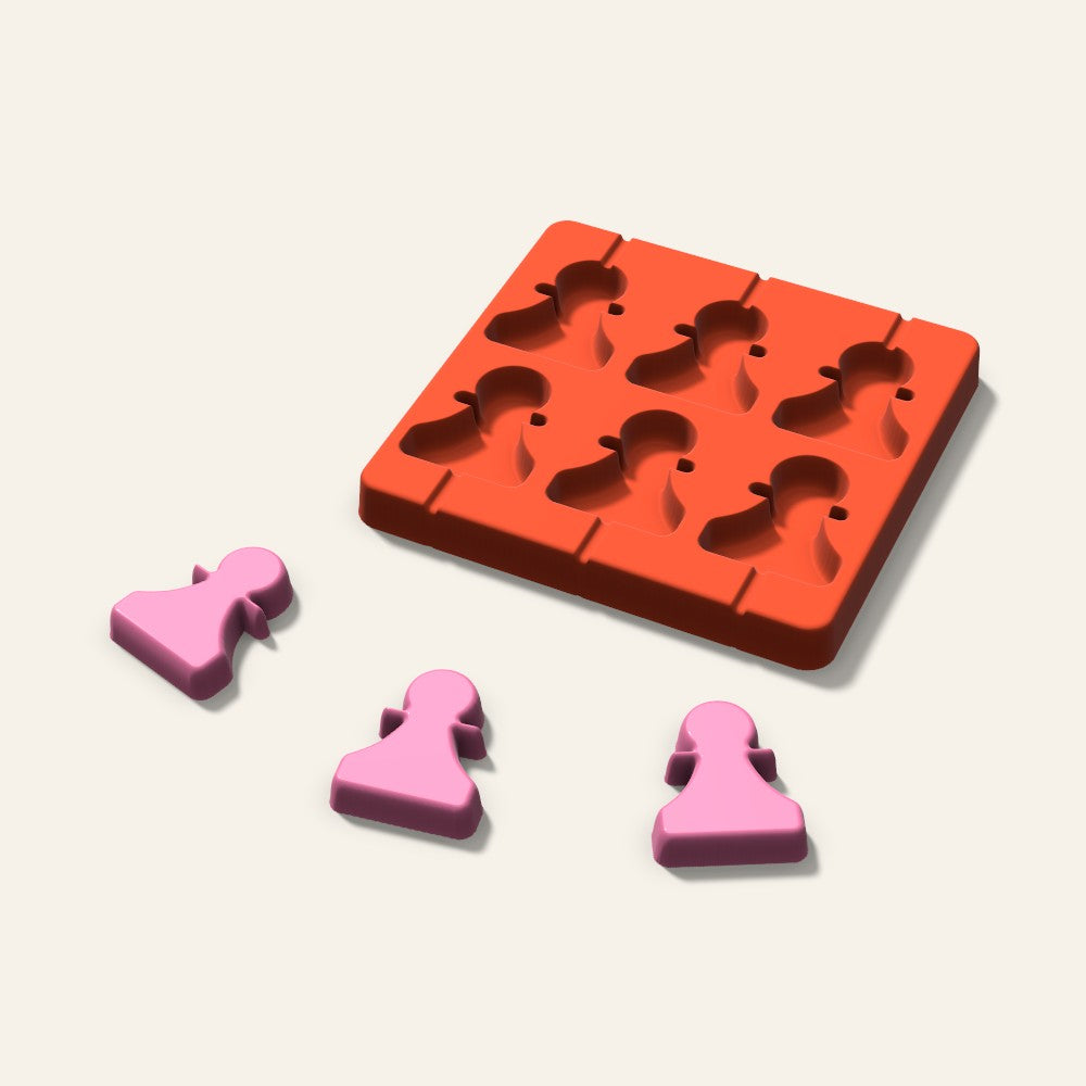 Chess Pawn Lollipop Mold, 2 Inch, 6 Cavity, 3D render