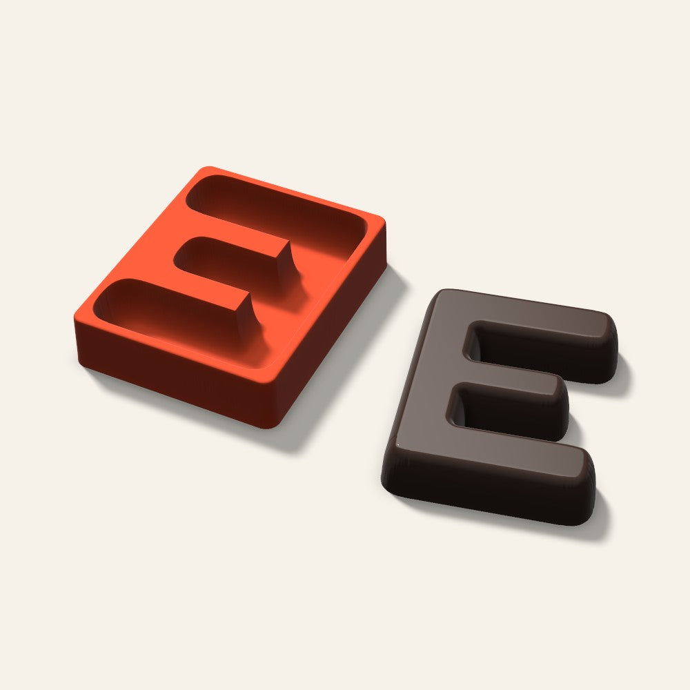 Letter E Mold, 6 Inch, 3D render