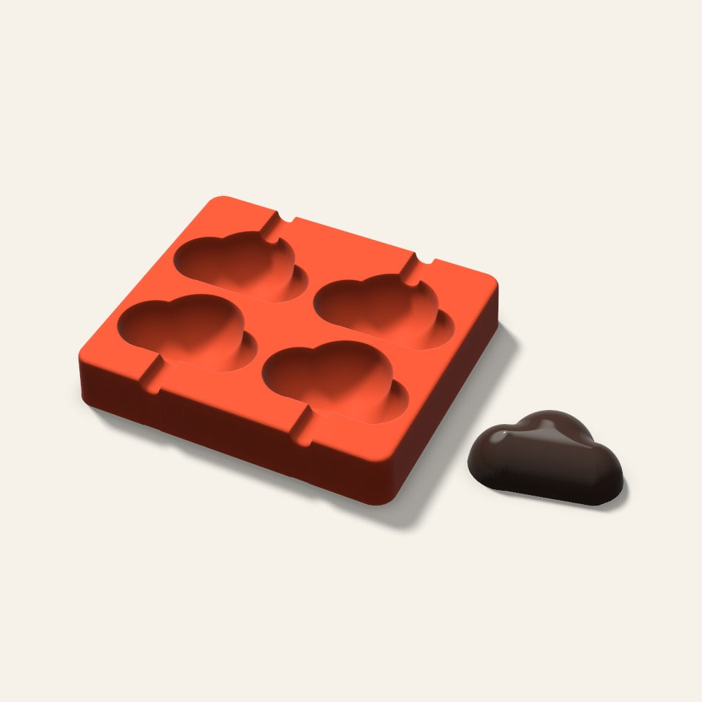 Cloud Cakesicle Mold, 2.5 Inch, 4 Cavity, 3D render