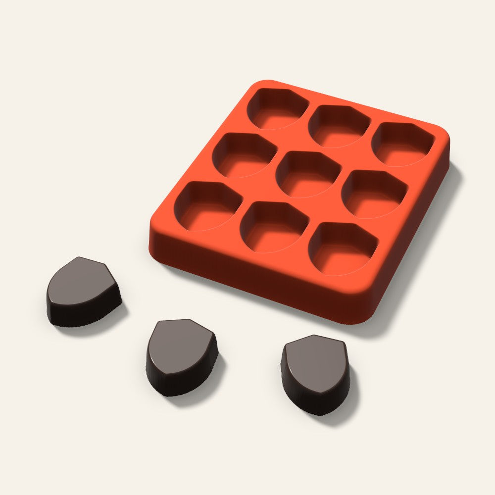 Shield Candy Mold, 1 Inch, 9 Cavity, 3D render