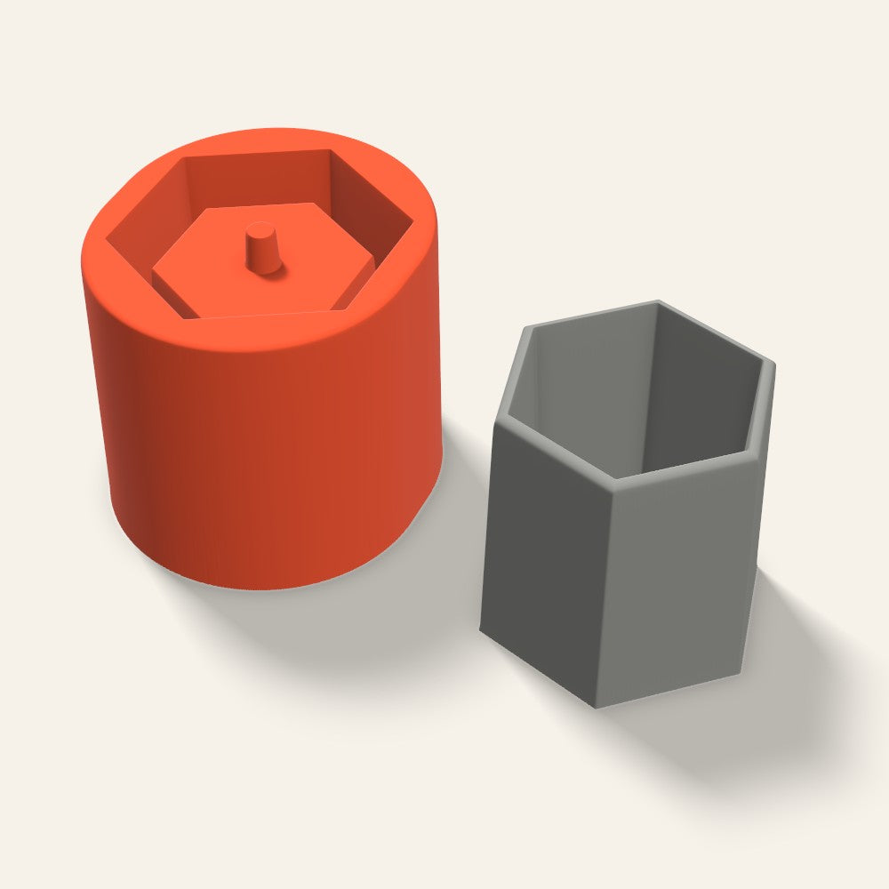 Hexagon Concrete Planter Mold, 3 Inch, 3D render
