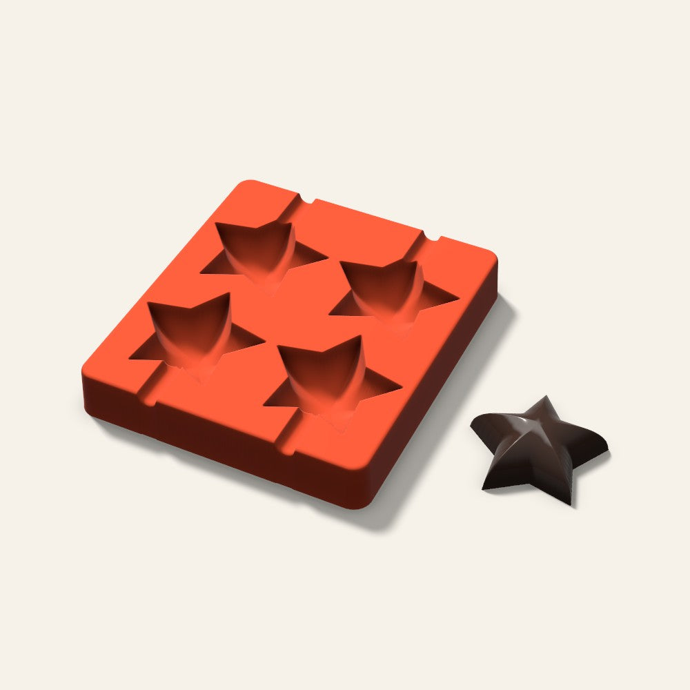 Puffy Star Cakesicle Mold, 2.5 Inch, 4 Cavity, 3D render
