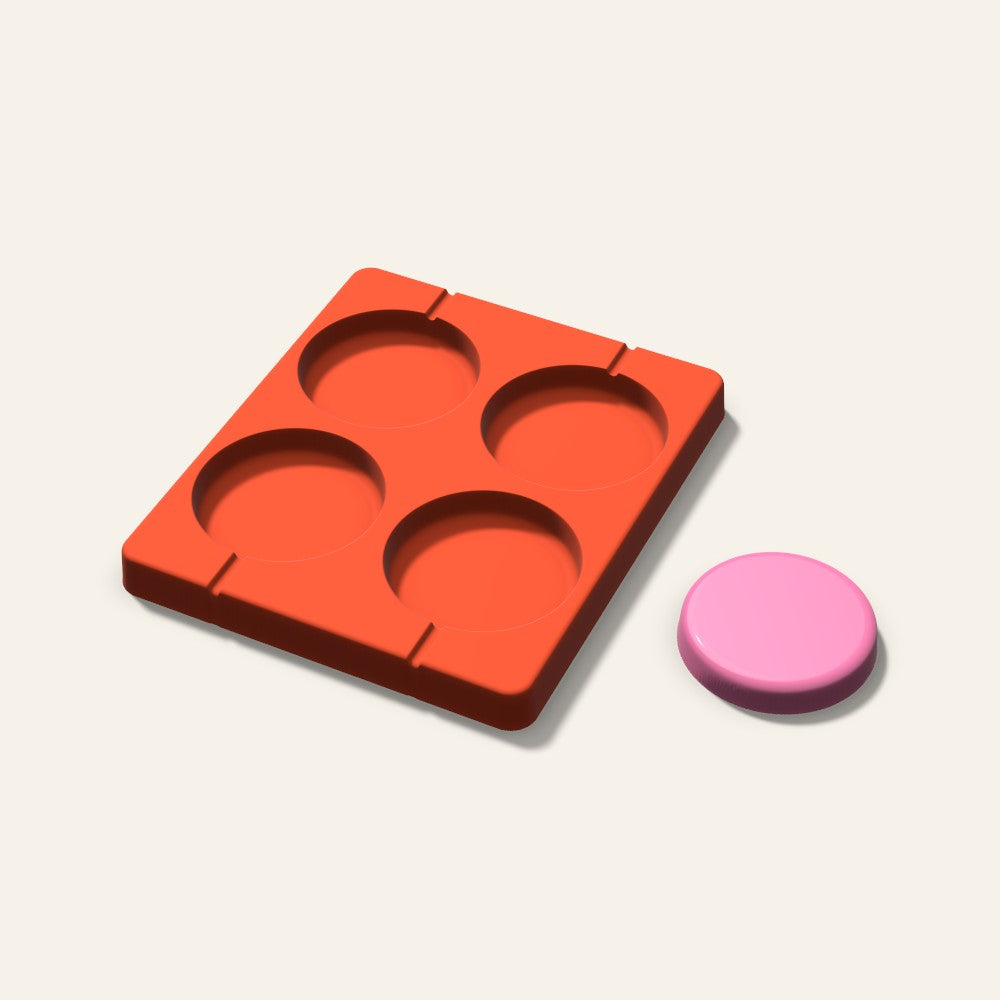 Round Lollipop Mold, 2.5 Inch, 4 Cavity, 3D render