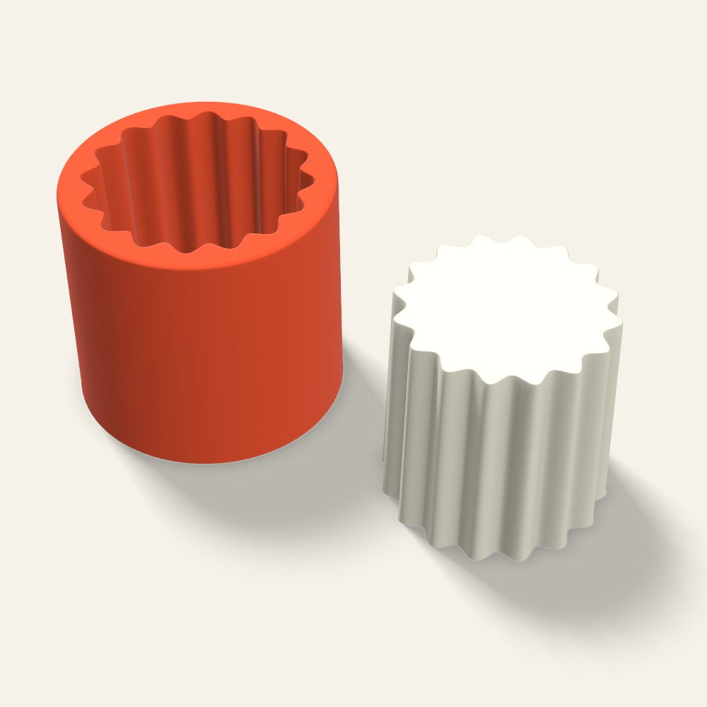 Ribbed Pillar Candle Mold, 3 x 3 Inch, 3D render