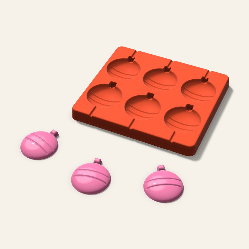 Ornament Lollipop Mold, 2 Inch, 6 Cavity, 3D render