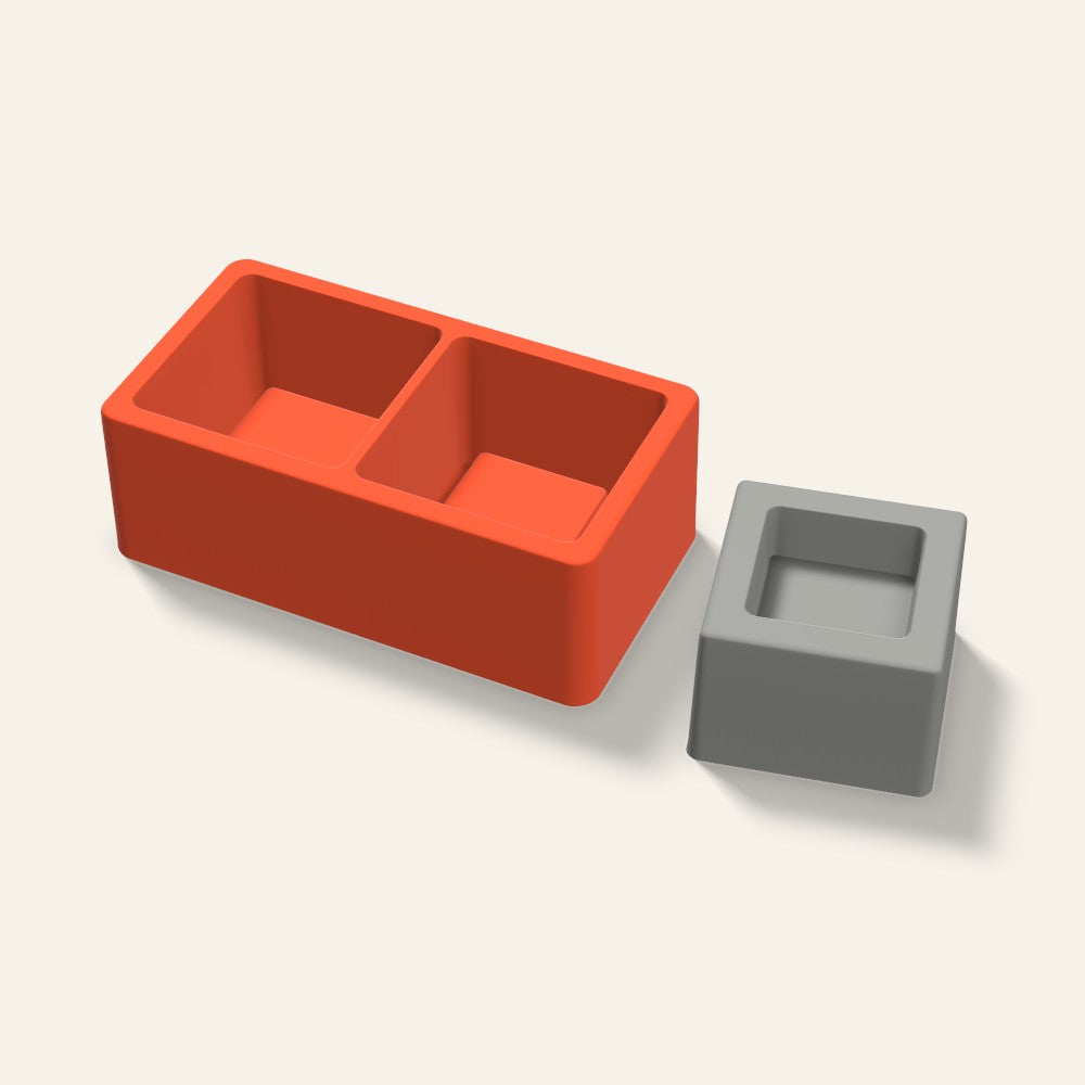 Cube Tealight Holder Mold, 3 Inch, 2 Cavity, 3D render