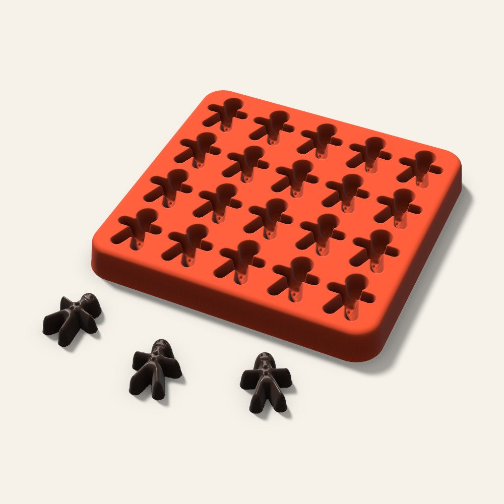 Gingerbread Gummy Mold, 0.75 Inch, 20 Cavity, 3D render