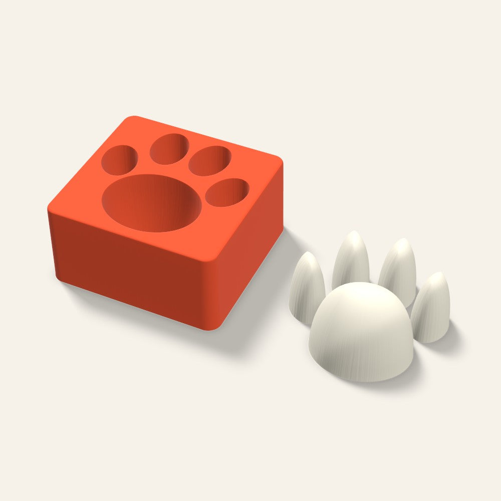 Paw Print Candle Mold, 4 x 2 Inch, 3D render