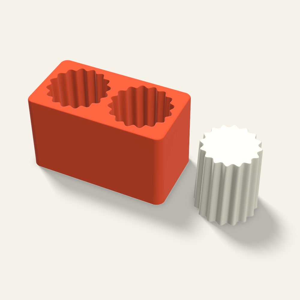 Ribbed Pillar Votive Candle Mold, 2.5 x 3 Inch, 2 Cavity, 3D render