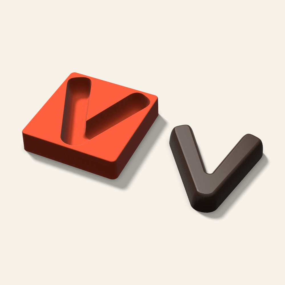 Letter V Mold, 6 Inch, 3D render