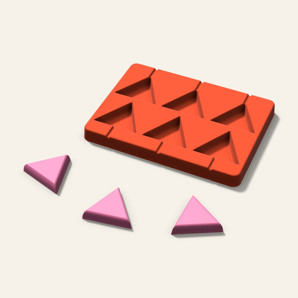 Triangle Lollipop Mold, 2 Inch, 6 Cavity, 3D render