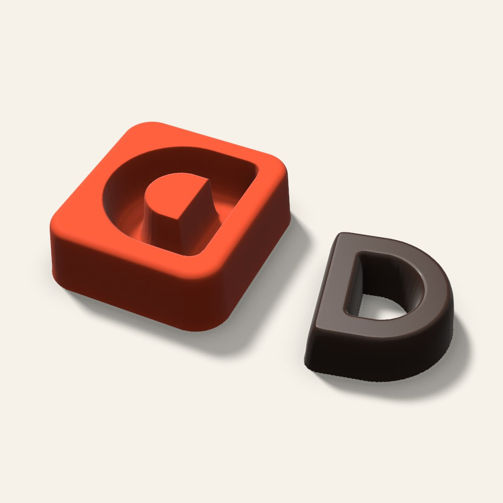 Letter D Mold, 1.5 Inch, 3D render