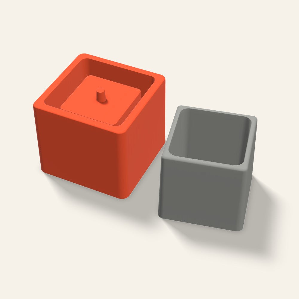 Square Concrete Planter Mold, 3.5 Inch, 3D render