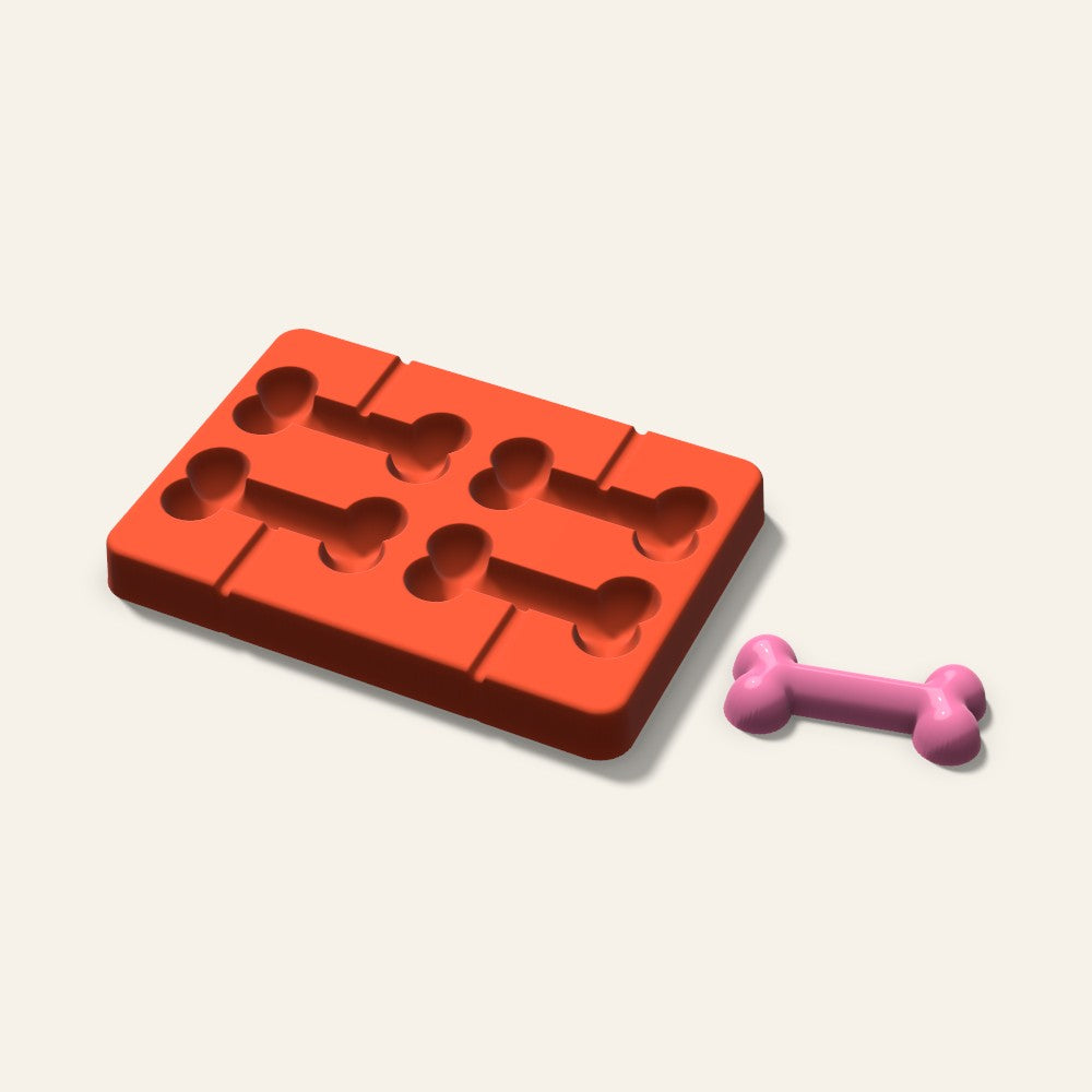 Dog Bone Lollipop Mold, 2.5 Inch, 4 Cavity, 3D render
