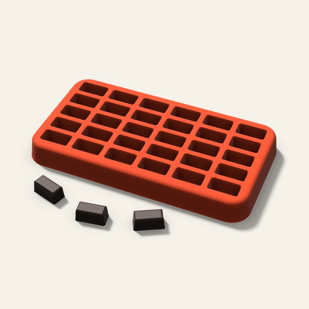 Rectangle Gummy Mold, 0.5 Inch, 30 Cavity, 3D render