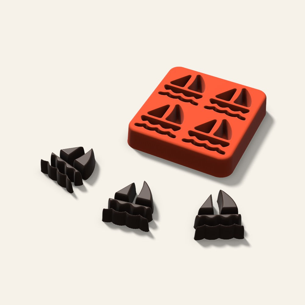Sailboat Candy Mold, 1.25 Inch, 4 Cavity, 3D render