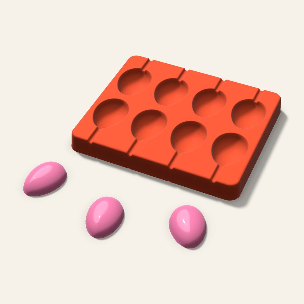 Egg Lollipop Mold, 1.5 Inch, 8 Cavity, 3D render