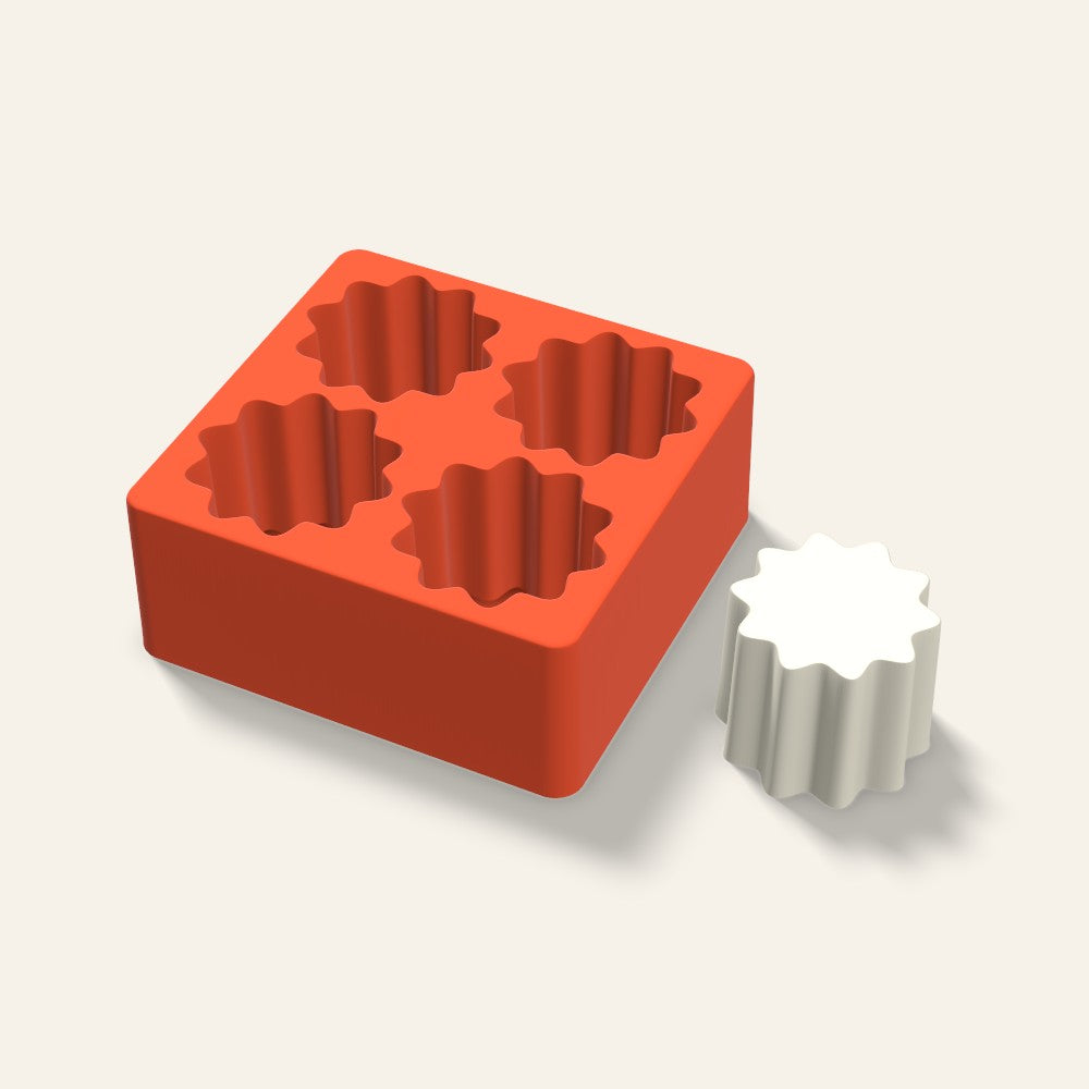 Fluted Pillar Votive Candle Mold, 2.5 x 2 Inch, 4 Cavity, 3D render