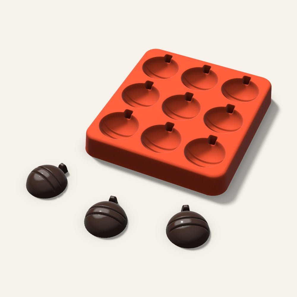 Ornament Candy Mold, 1 Inch, 9 Cavity, 3D render