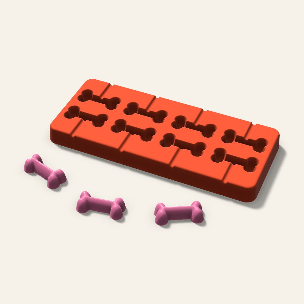 Dog Bone Lollipop Mold, 1.5 Inch, 8 Cavity, 3D render