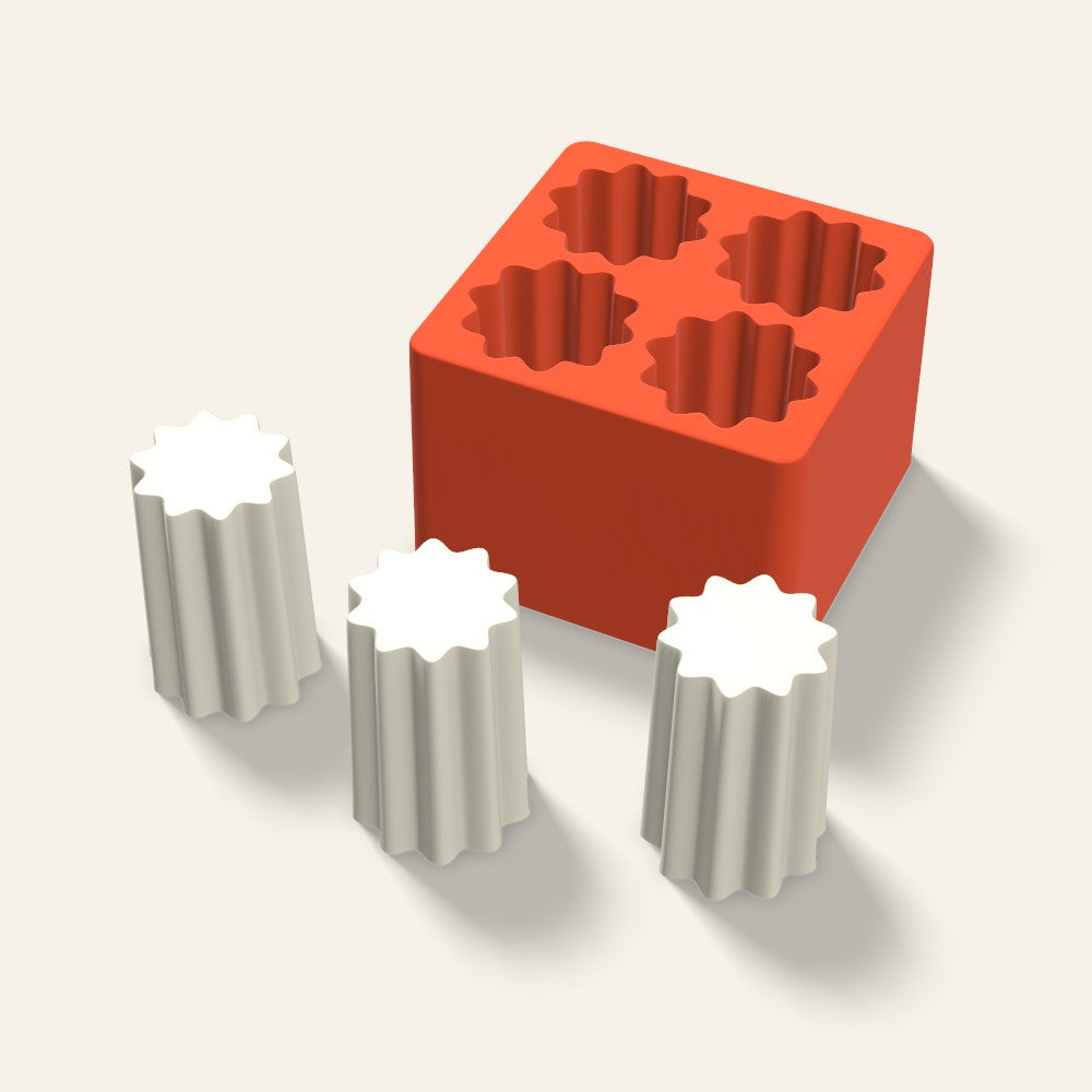Fluted Pillar Votive Candle Mold, 2 x 3 Inch, 4 Cavity, 3D render