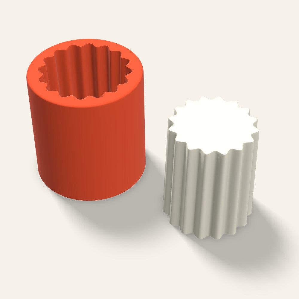 Ribbed Pillar Candle Mold, 2.5 x 3 Inch, 3D render
