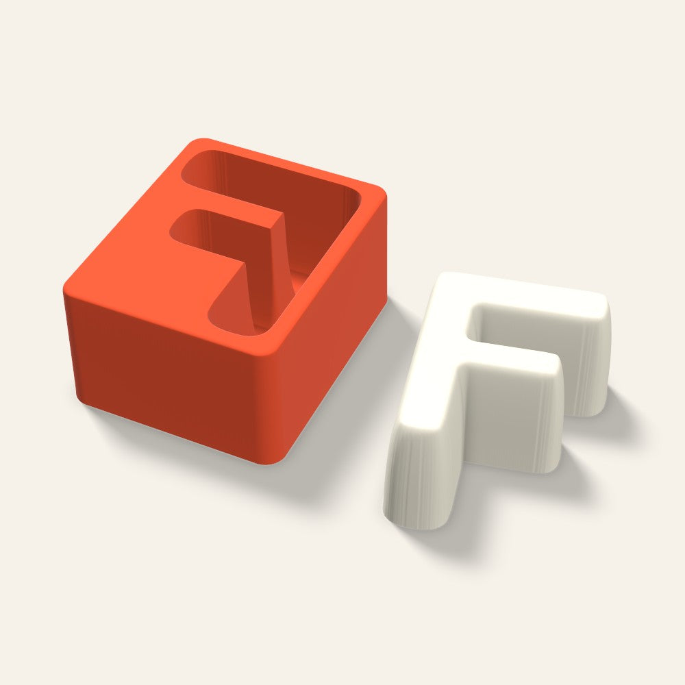 Letter F Candle Mold, 4 x 2 Inch, 3D render
