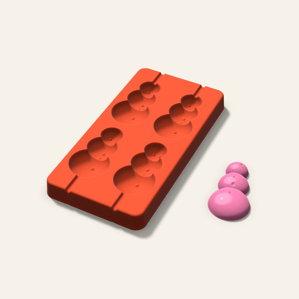 Snowman Lollipop Mold, 2.5 Inch, 4 Cavity, 3D render