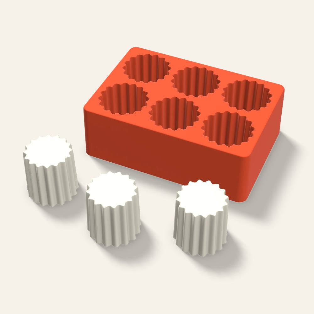 Ribbed Pillar Votive Candle Mold, 2 x 2 Inch, 6 Cavity, 3D render
