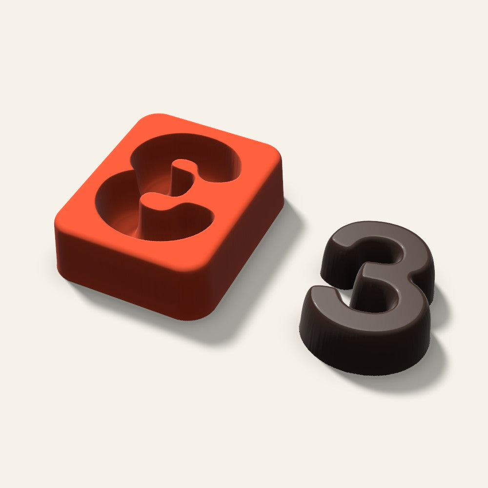 Number 3 Mold, 2 Inch, 3D render