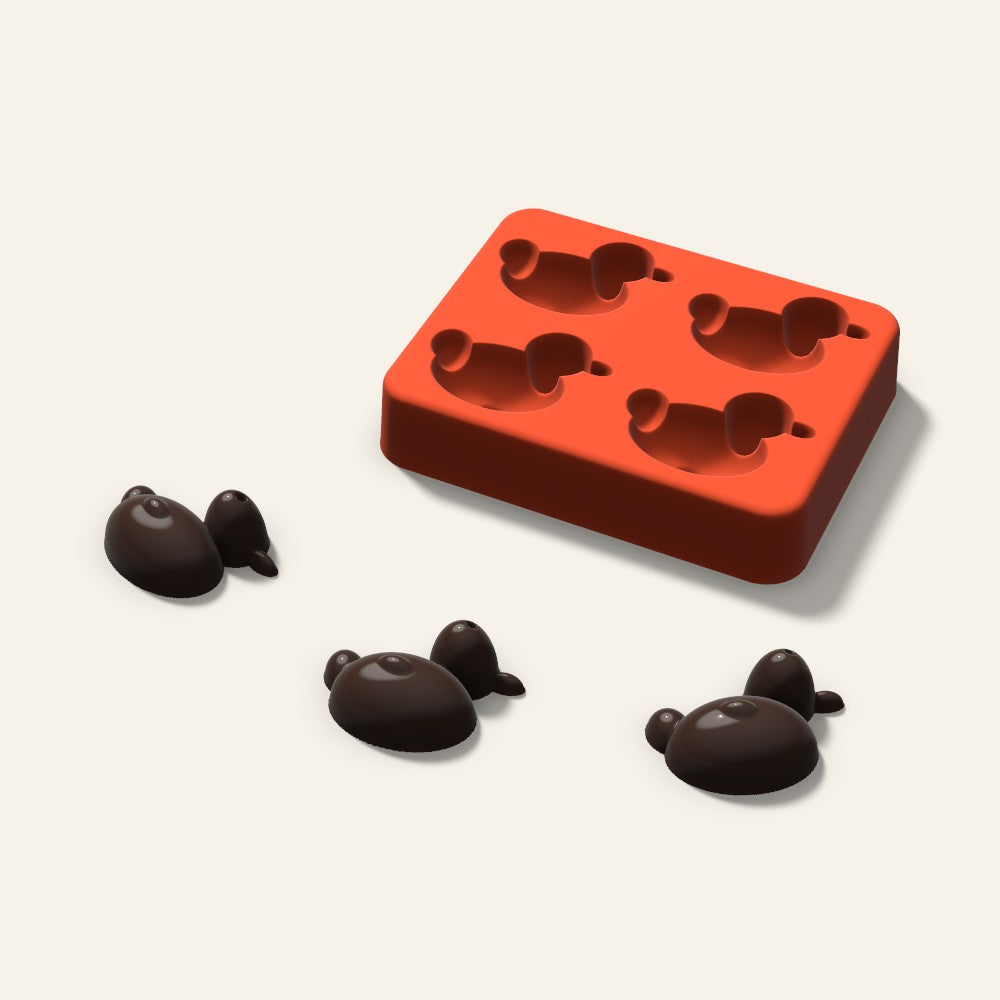 Duck Chocolate Mold, 1.5 Inch, 4 Cavity, 3D render