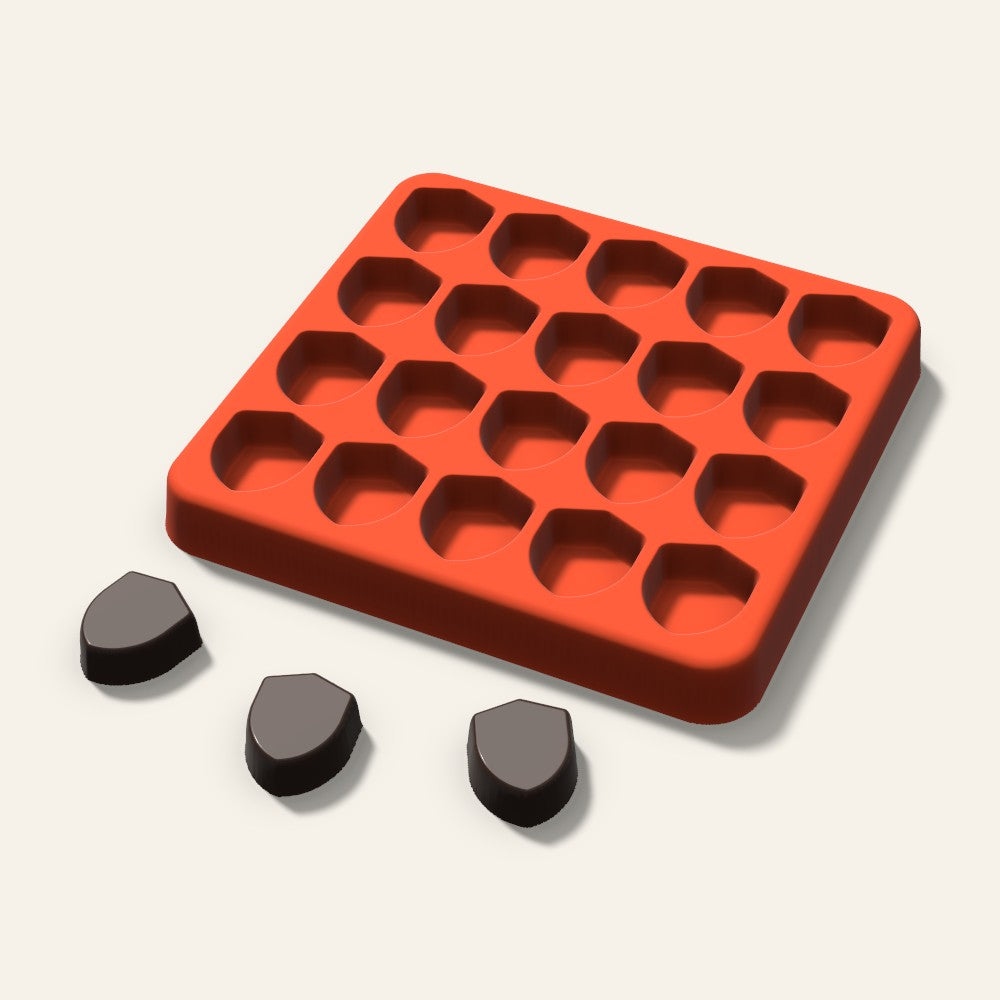 Shield Gummy Mold, 0.75 Inch, 20 Cavity, 3D render