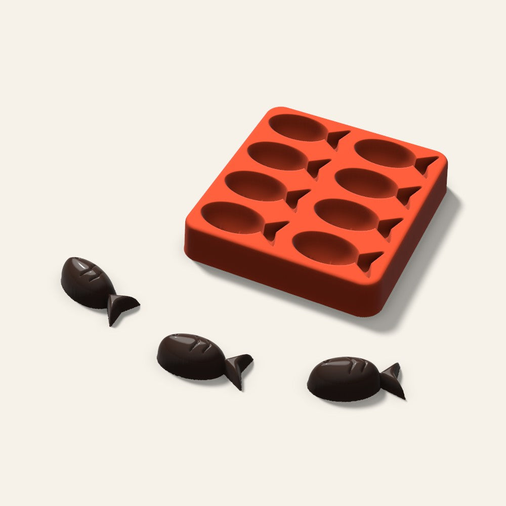 Fish Chocolate Mold, 1.5 Inch, 8 Cavity, 3D render