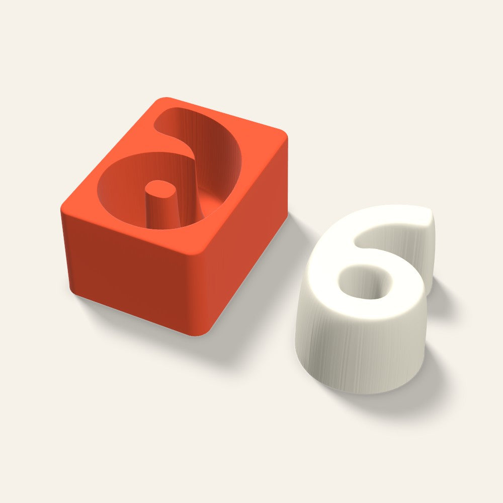 Number 6 Candle Mold, 4 x 2 Inch, 3D render