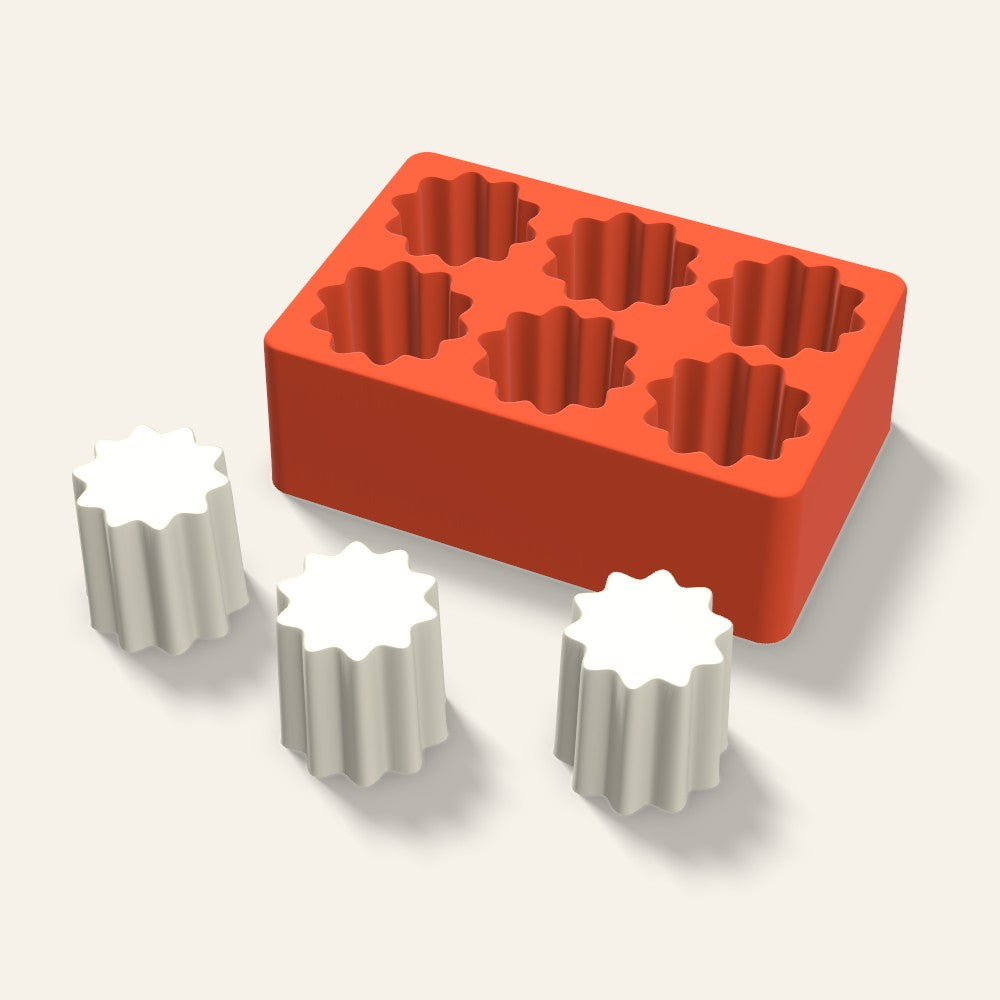 Fluted Pillar Votive Candle Mold, 2 x 2 Inch, 6 Cavity, 3D render