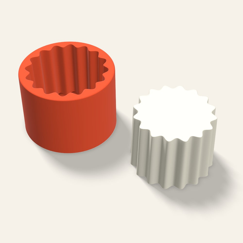 Ribbed Pillar Candle Mold, 4 x 3 Inch, 3D render