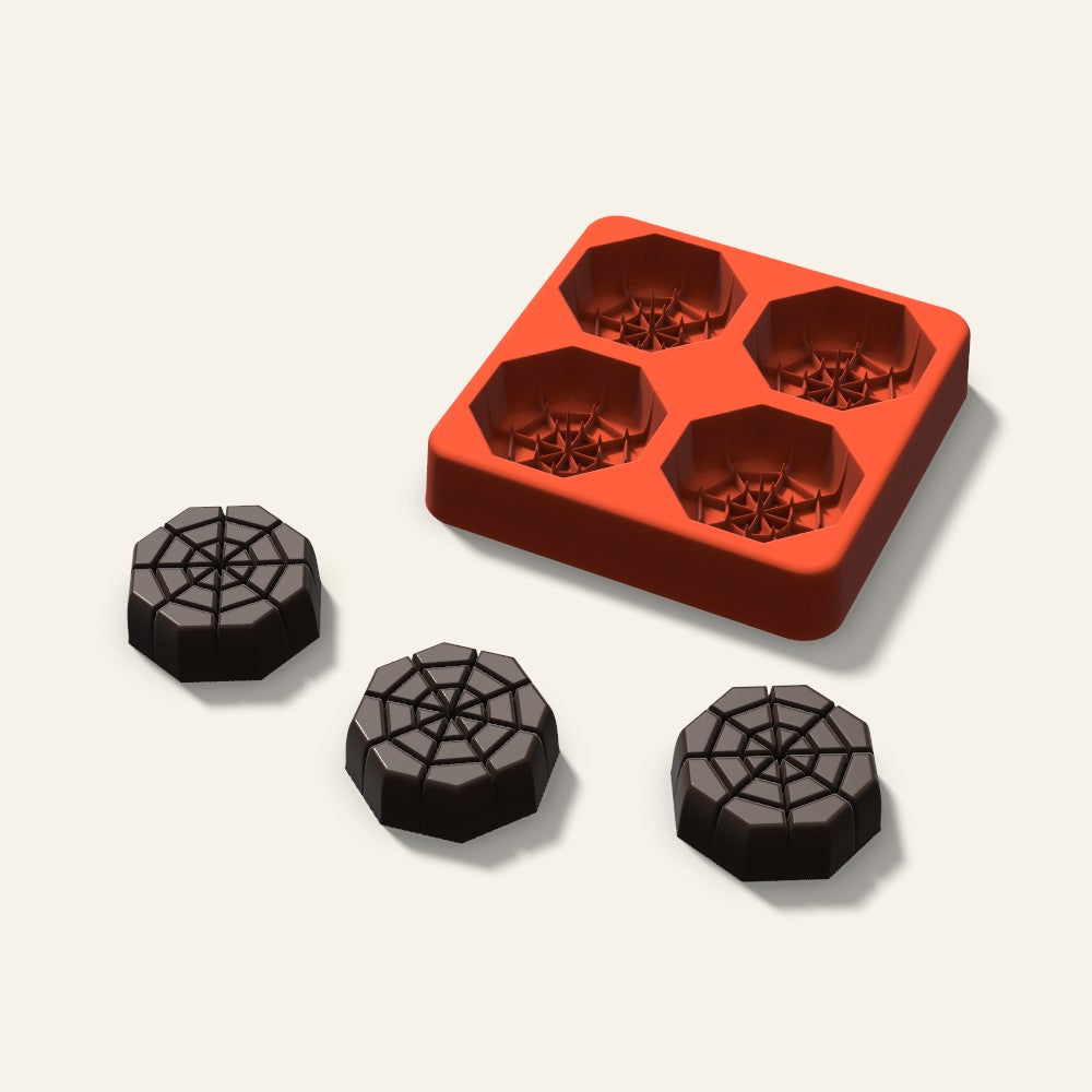 Spider Web Chocolate Mold, 1.5 Inch, 4 Cavity, 3D render