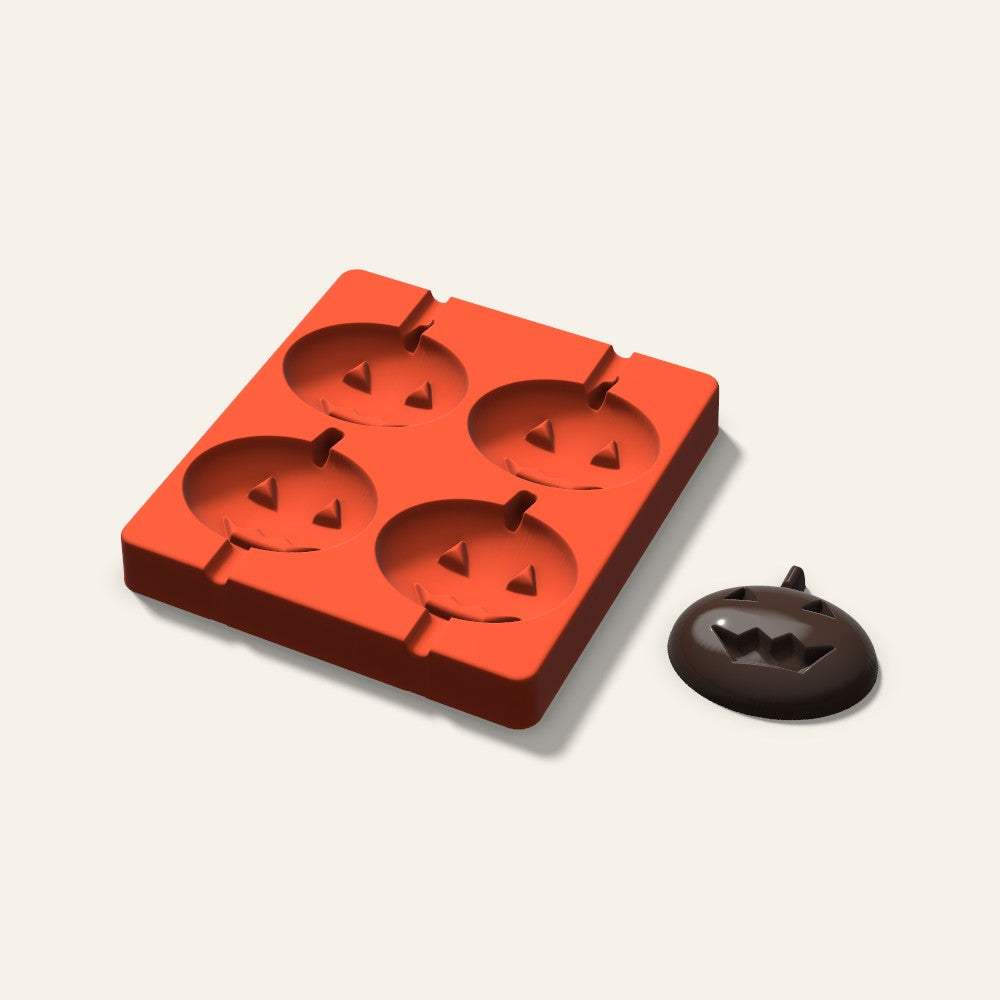 Jack-o'-Lantern Cakesicle Mold, 3 Inch, 4 Cavity, 3D render