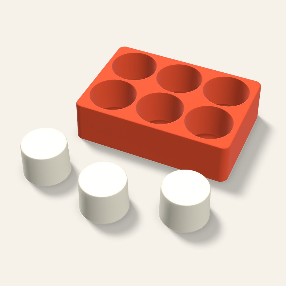 Pillar Votive Candle Mold, 2 x 1.5 Inch, 6 Cavity, 3D render