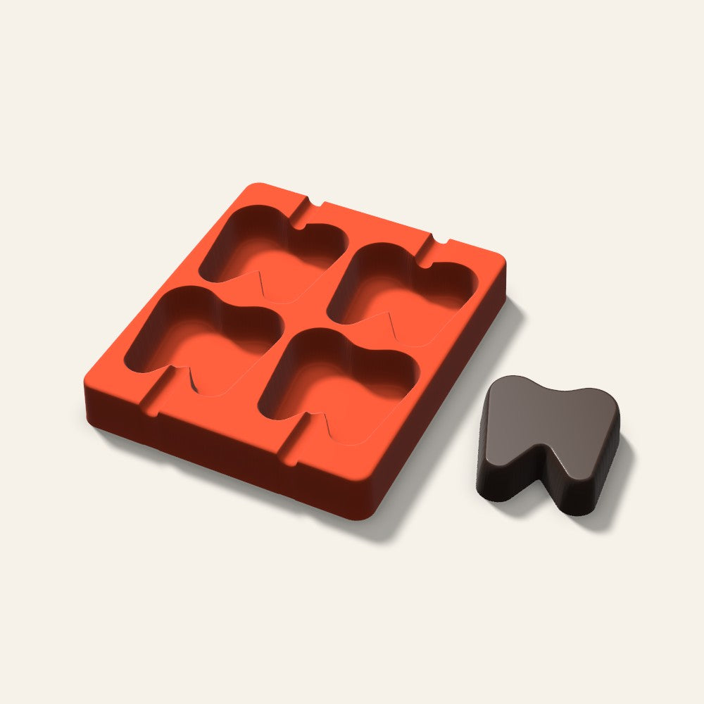 Tooth Cakesicle Mold, 2.5 Inch, 4 Cavity, 3D render