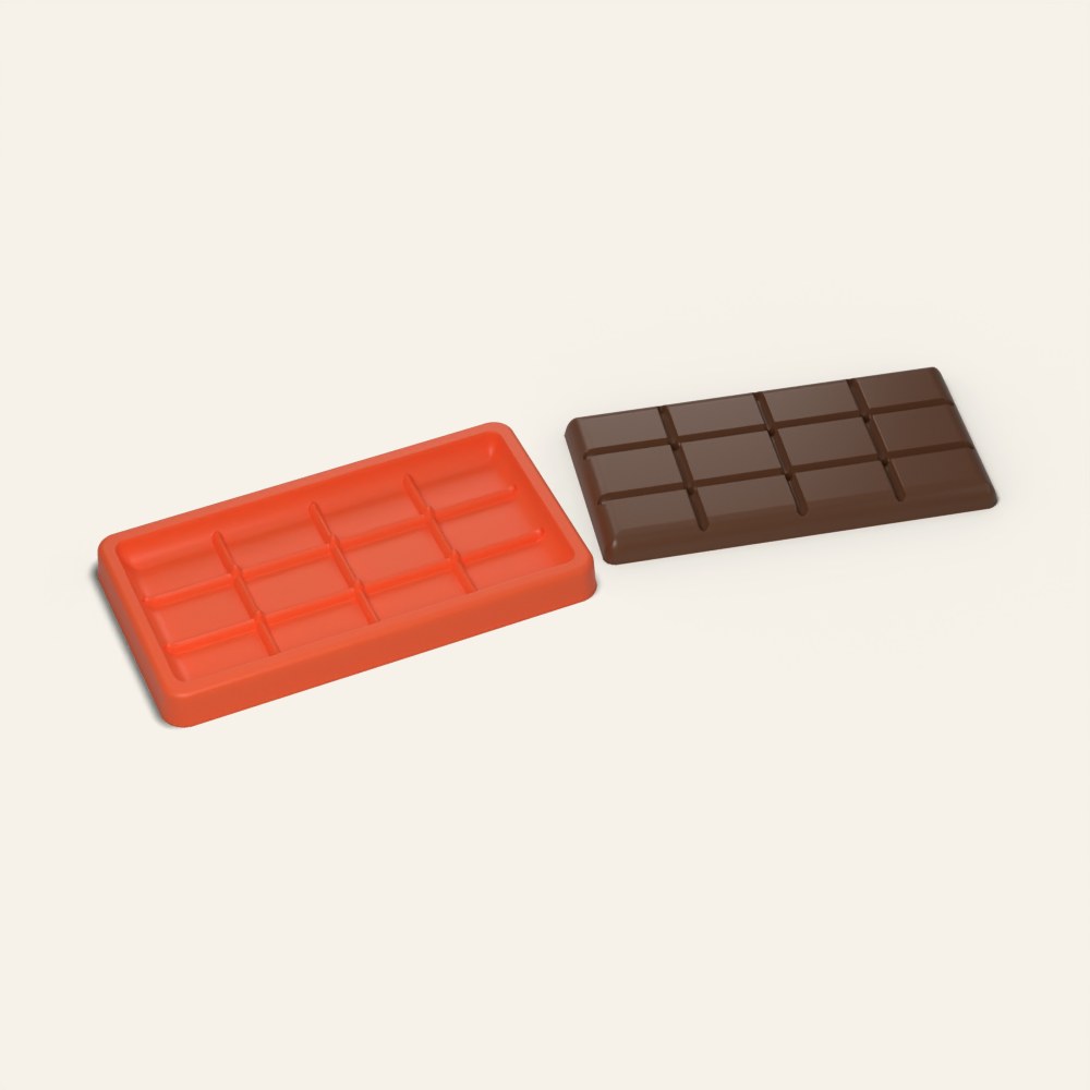 Break-Apart Chocolate Bar Mold, 12 Segment, 3D render