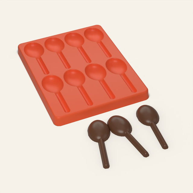 Chocolate Spoon Mold, 8 Cavity, 3D render