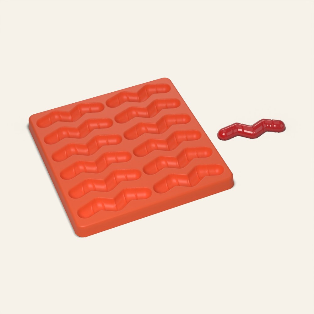 Gummy Worm Mold, 12 Cavity, 3D render