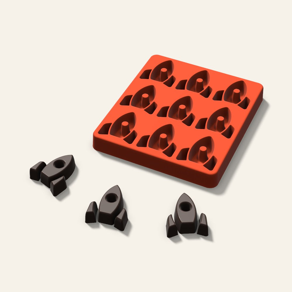 Rocket Chocolate Mold, 1.75 Inch, 9 Cavity, 3D render