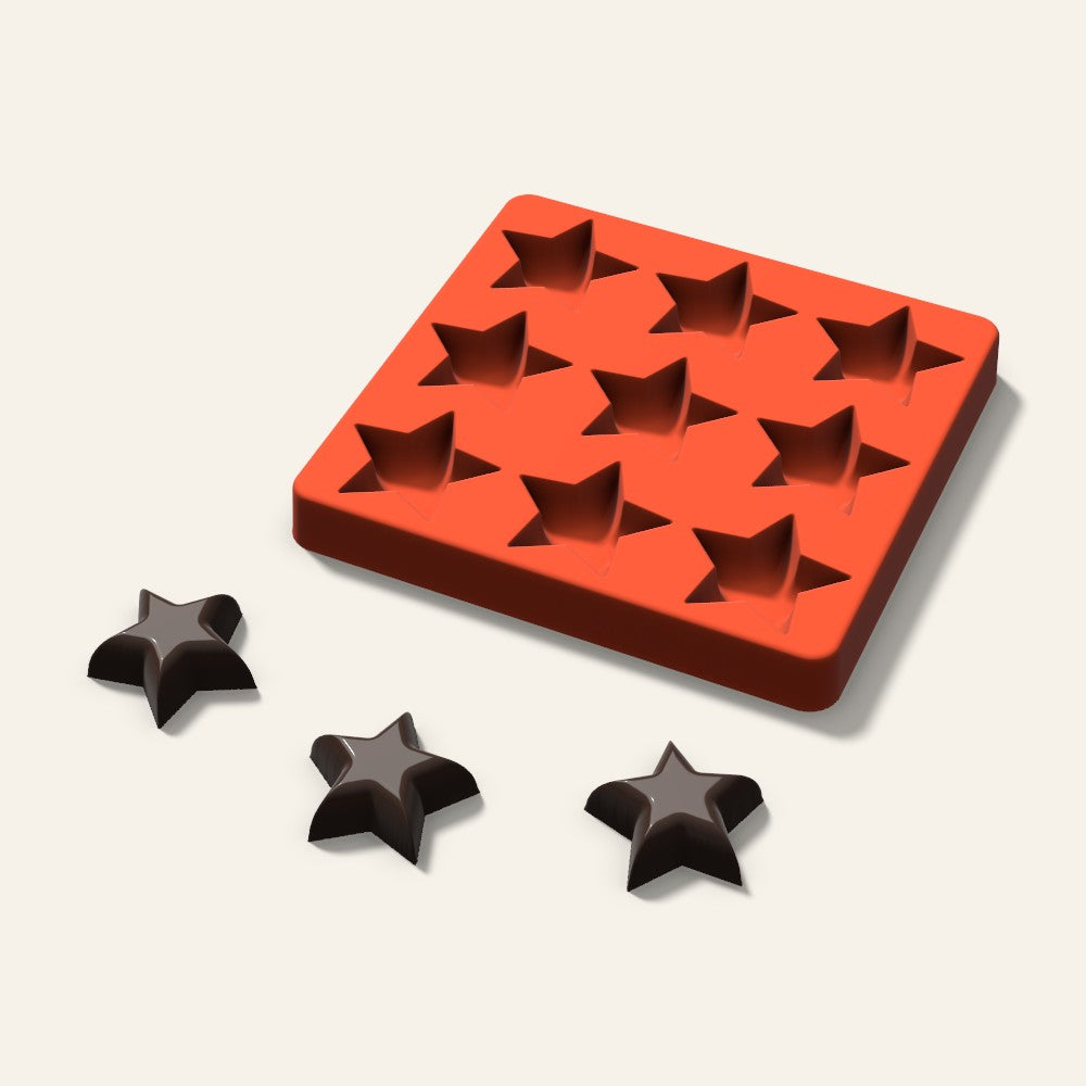 Star Chocolate Mold, 1.75 Inch, 9 Cavity, 3D render