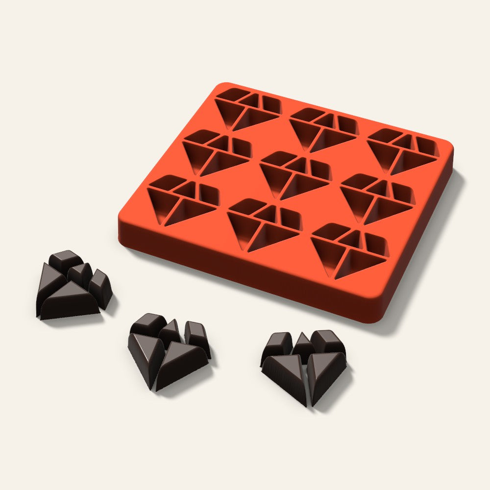 Diamond Chocolate Mold, 1.75 Inch, 9 Cavity, 3D render