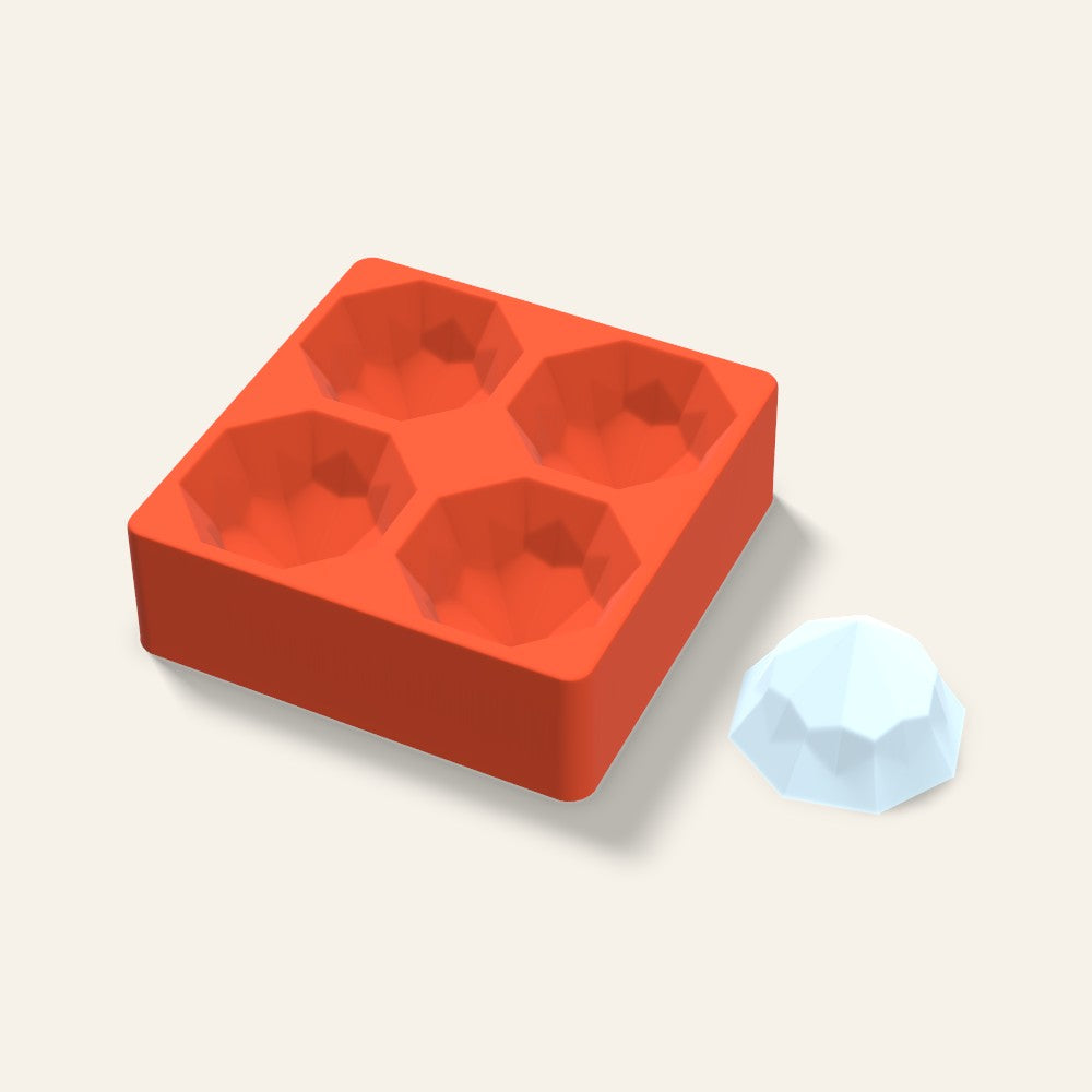 Octagon Gem Ice Mold, 3 Inch, 4 Cavity, 3D render