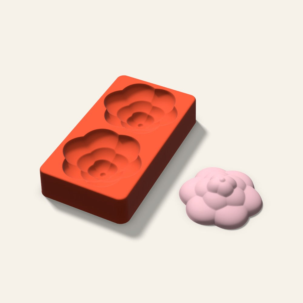 Rosette Soap Mold, 3 Inch, 2 Cavity, 3D render