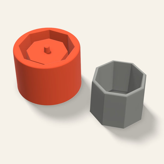 Low Octagon Concrete Planter Mold, 2.5 Inch, 3D render